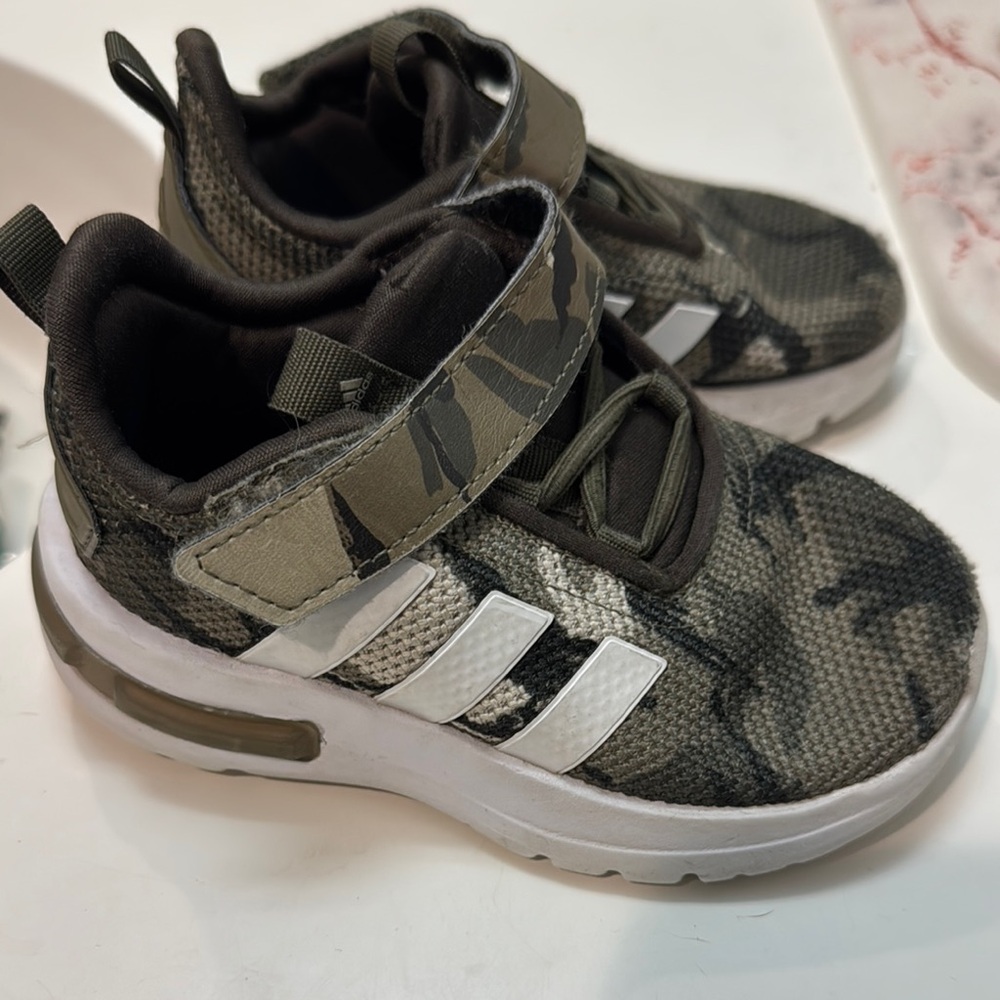 Adidas Green and White Sneakers with Velcro Straps